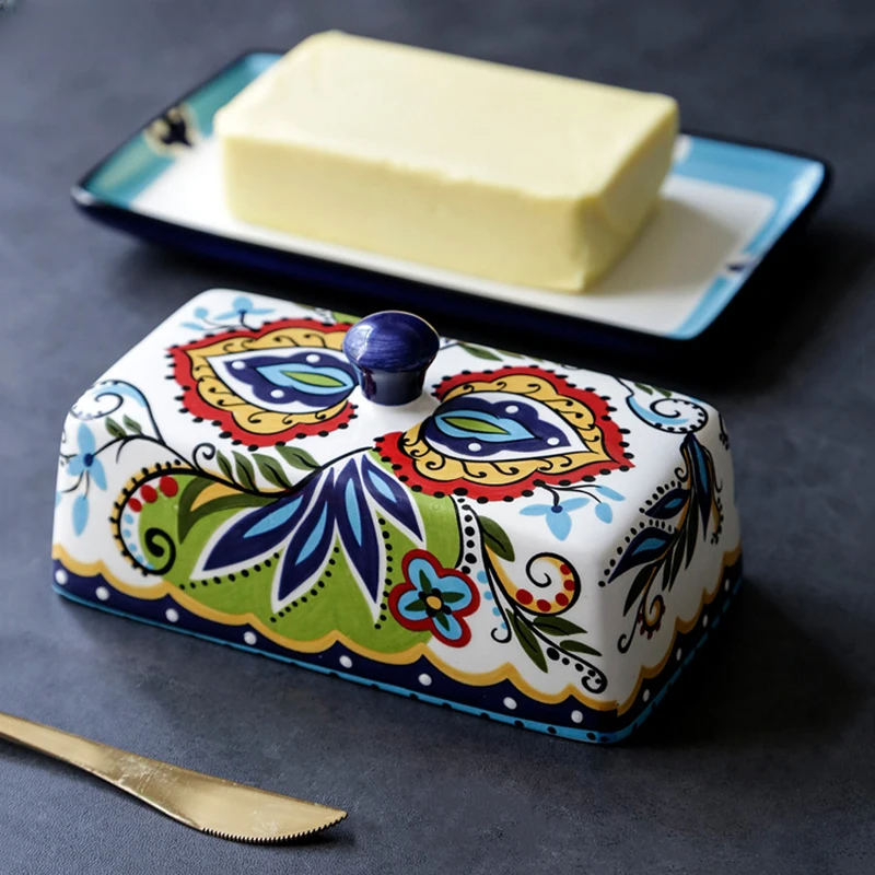 Tuscan Style Hand-Painted Butter Dish - Artisano Home