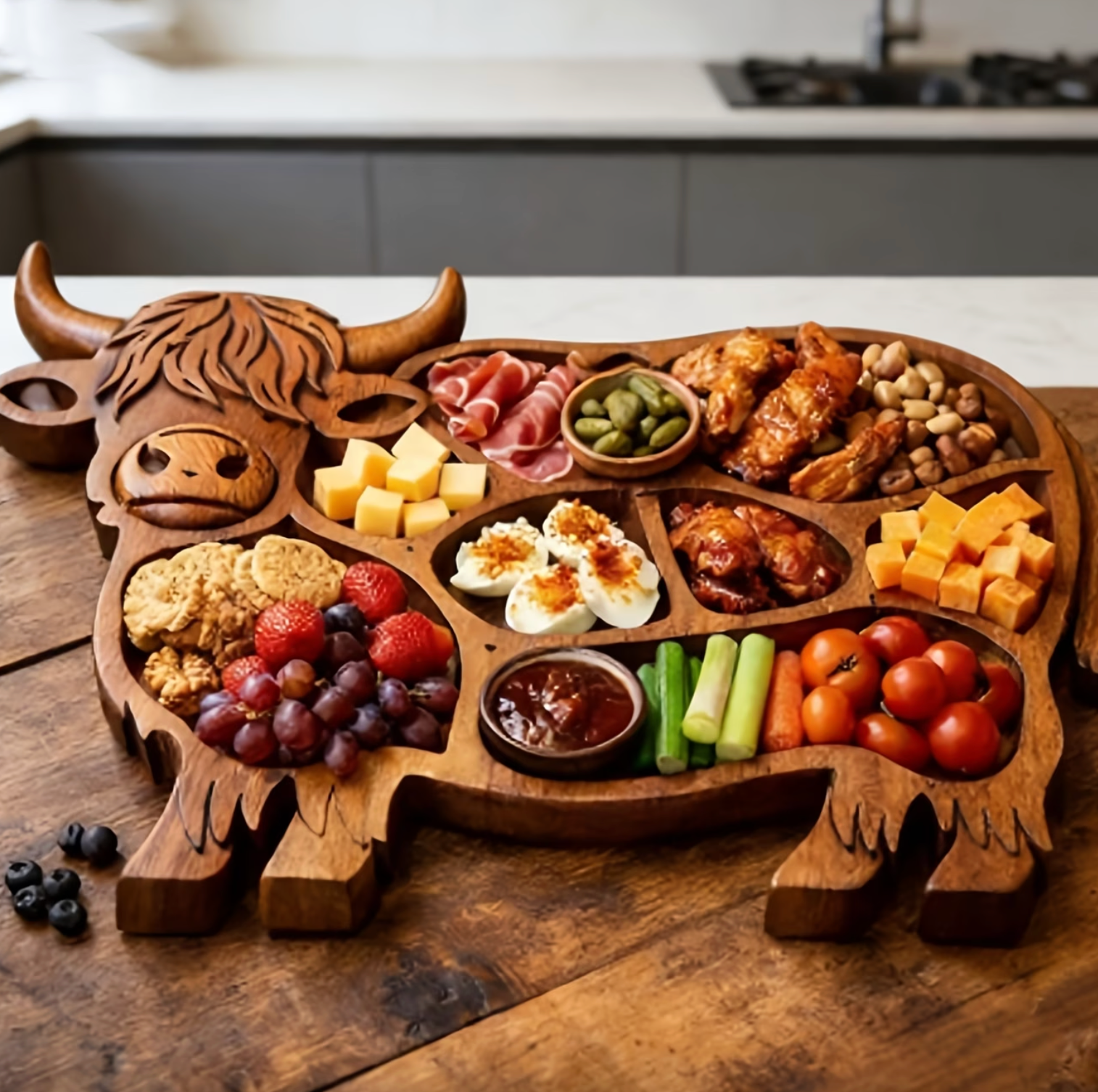 Charcuterie Board - Artisan Woodworks™ Rustic Cow Design