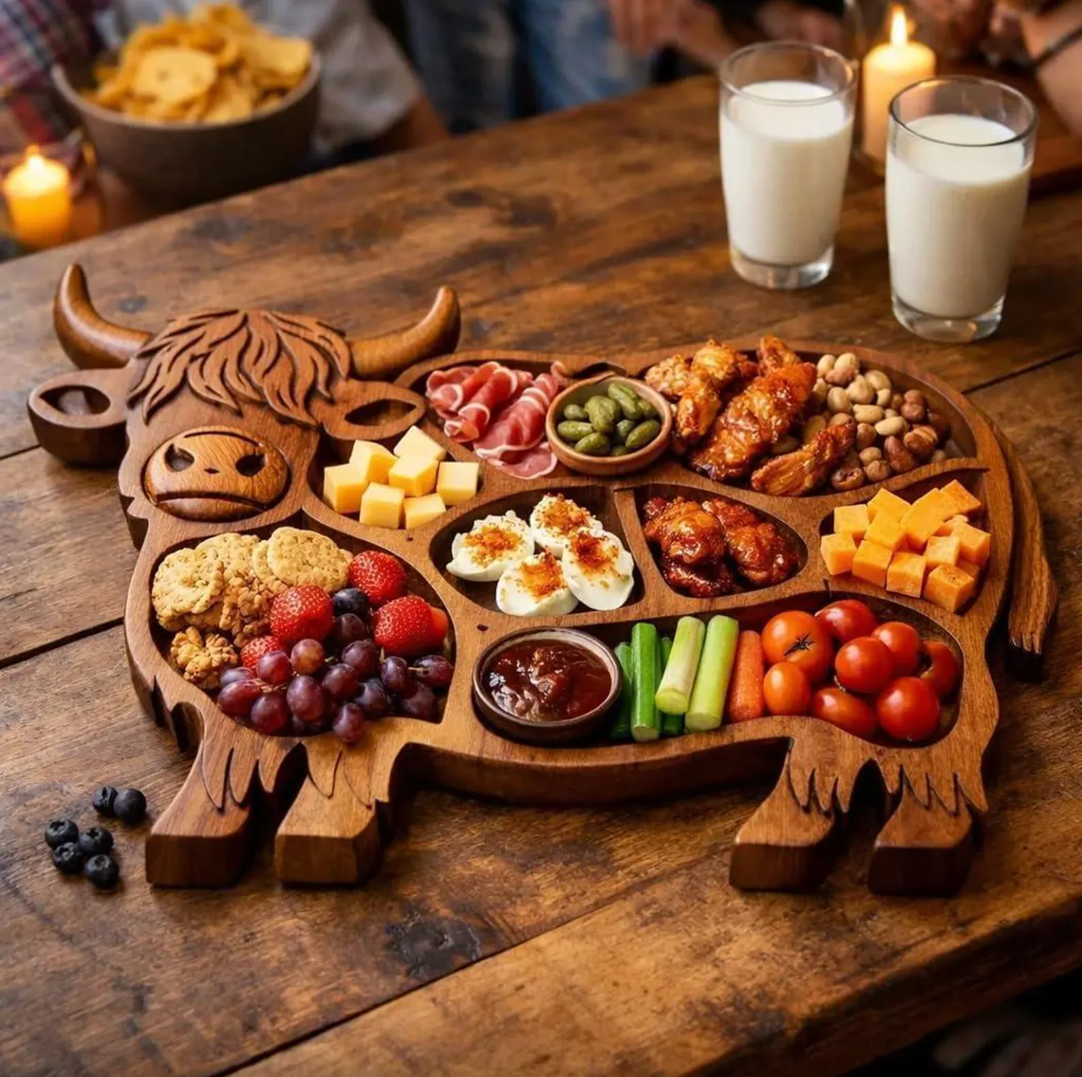 Charcuterie Board - Artisan Woodworks™ Rustic Cow Design