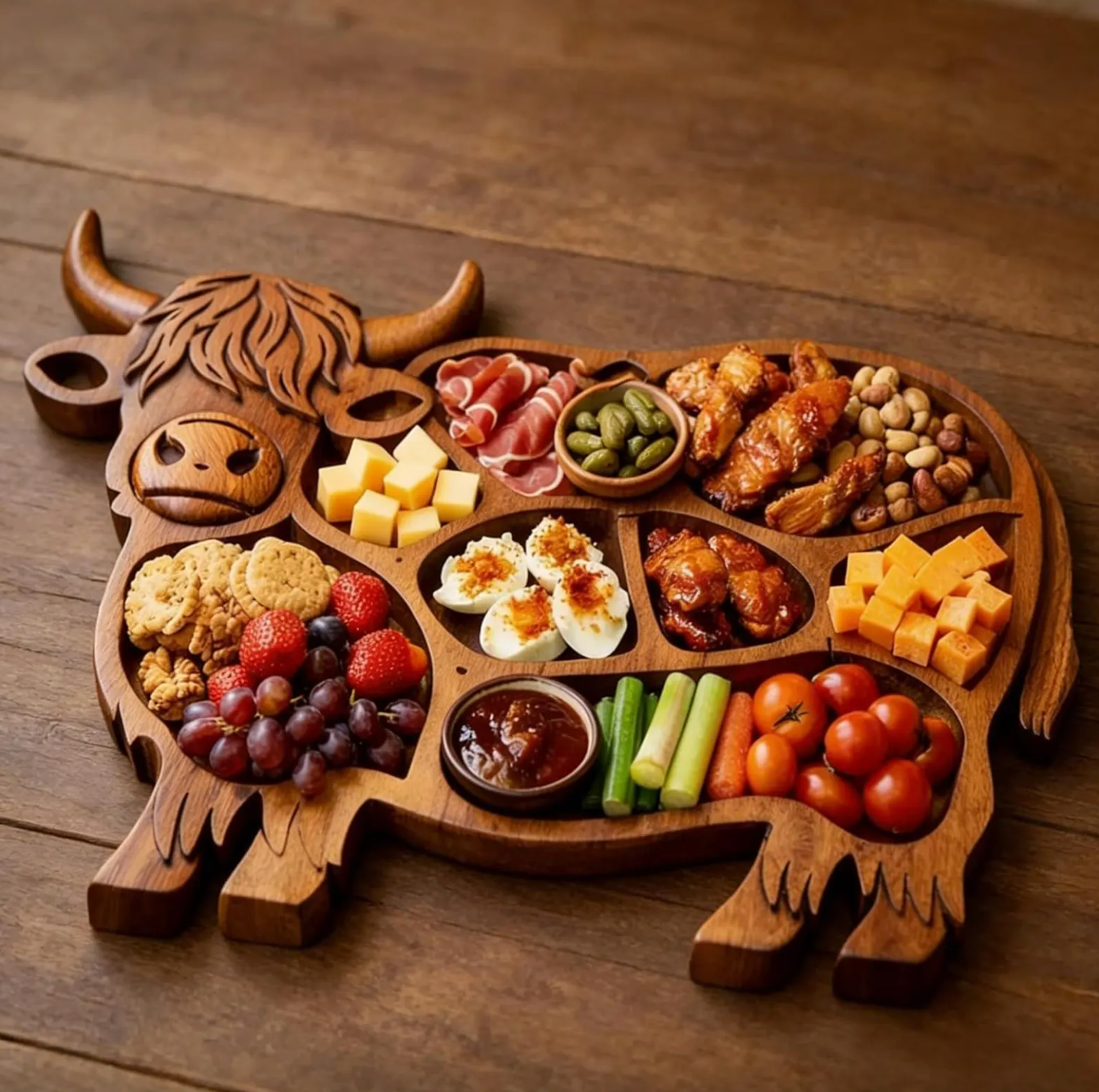 Charcuterie Board - Artisan Woodworks™ Rustic Cow Design