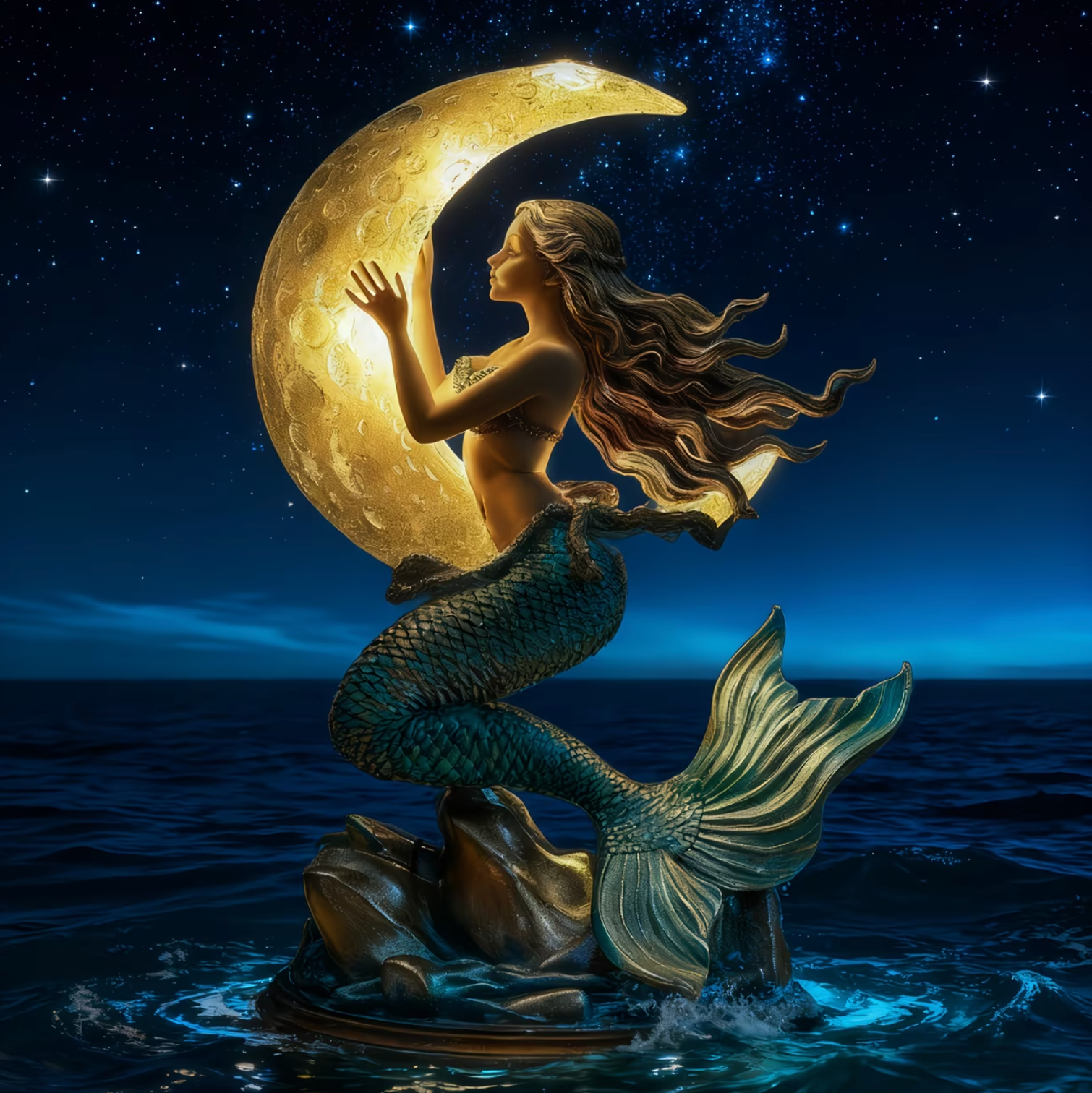 Luminous Mermaid Moon Lamp - Celestial Glow Designs