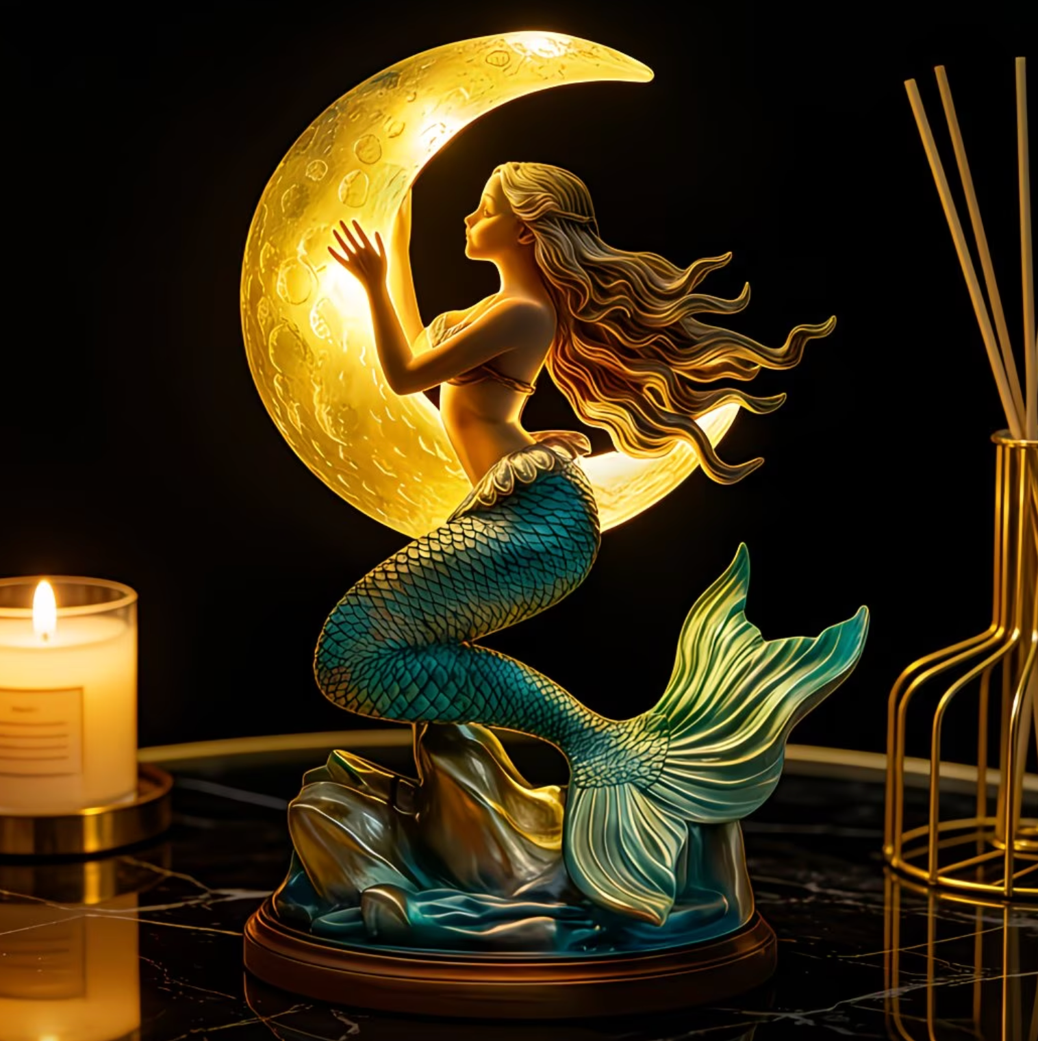 Luminous Mermaid Moon Lamp - Celestial Glow Designs