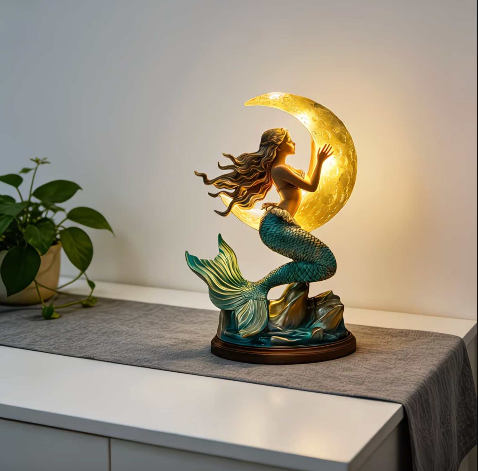 Luminous Mermaid Moon Lamp - Celestial Glow Designs
