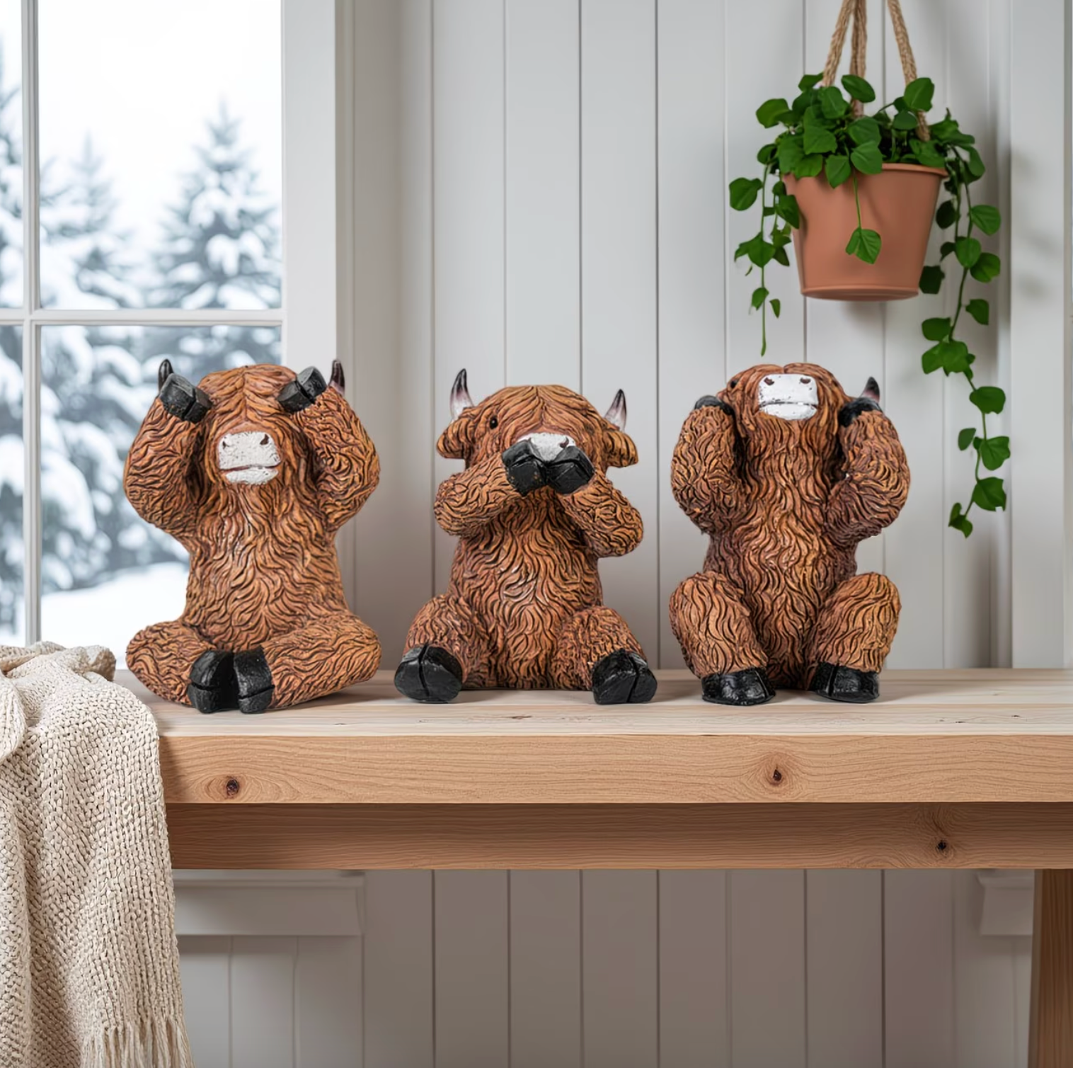 Highland Cow Figurine Set - Rustic Charm Co.