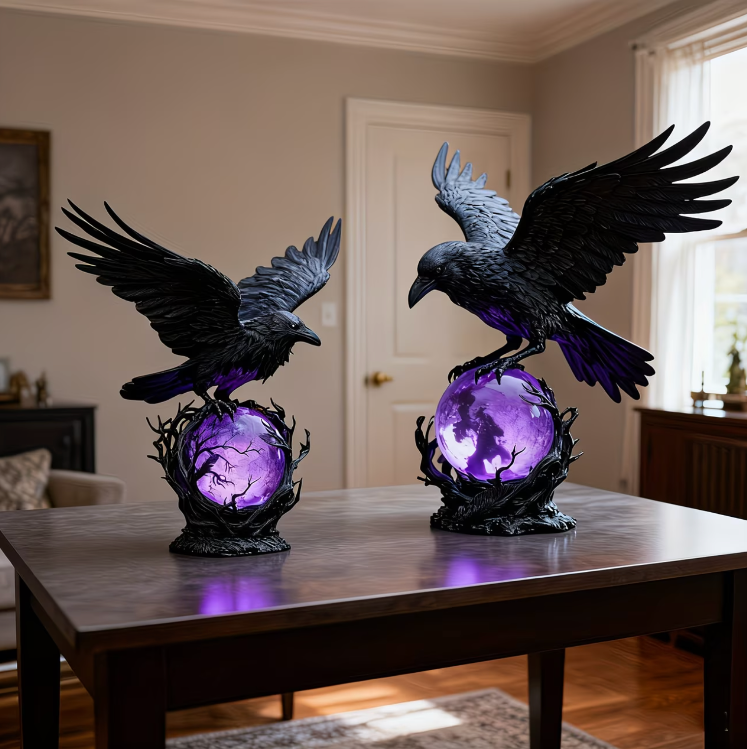 Raven Orb Lamp - Luminara Luxe with Ambient Glow