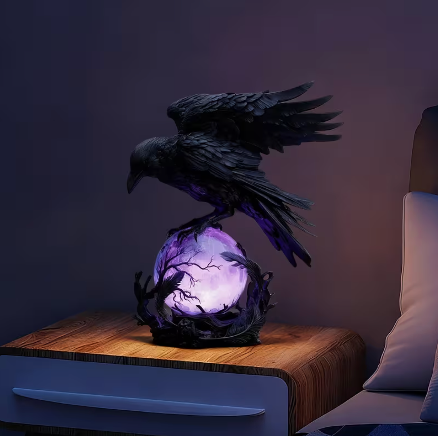 Raven Orb Lamp - Luminara Luxe with Ambient Glow