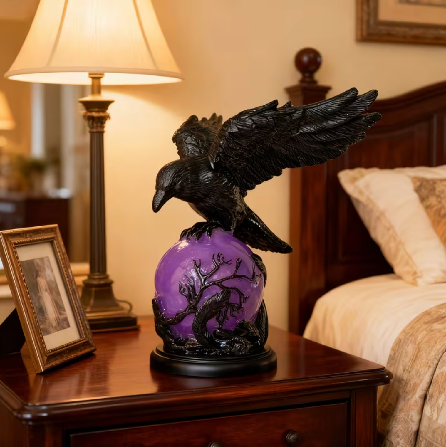 Raven Orb Lamp - Luminara Luxe with Ambient Glow
