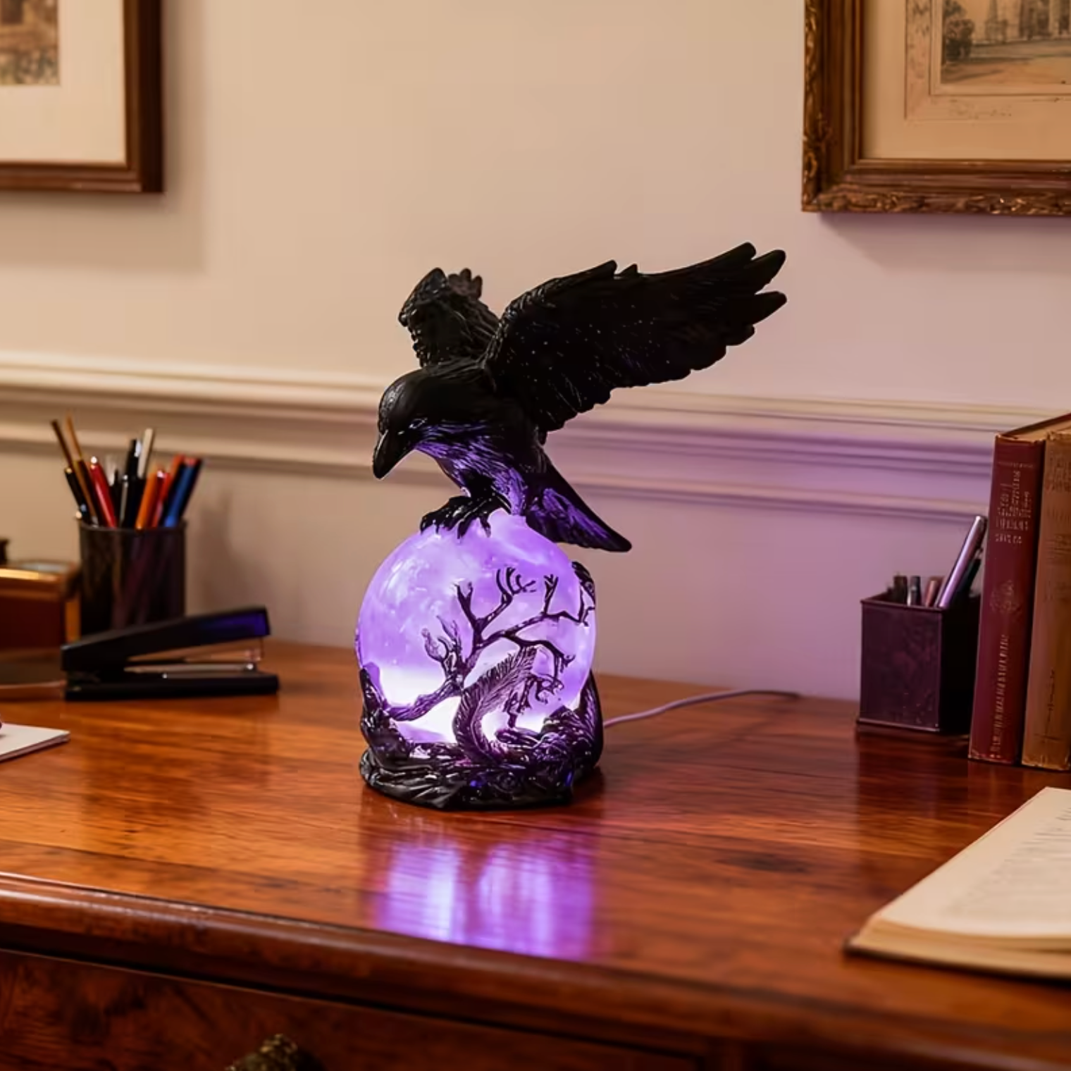 Raven Orb Lamp - Luminara Luxe with Ambient Glow