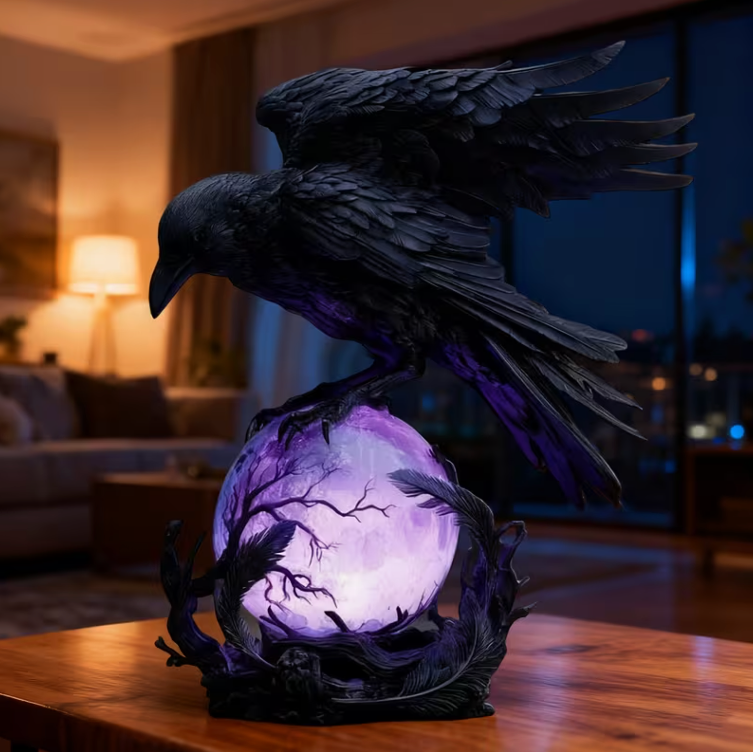 Raven Orb Lamp - Luminara Luxe with Ambient Glow