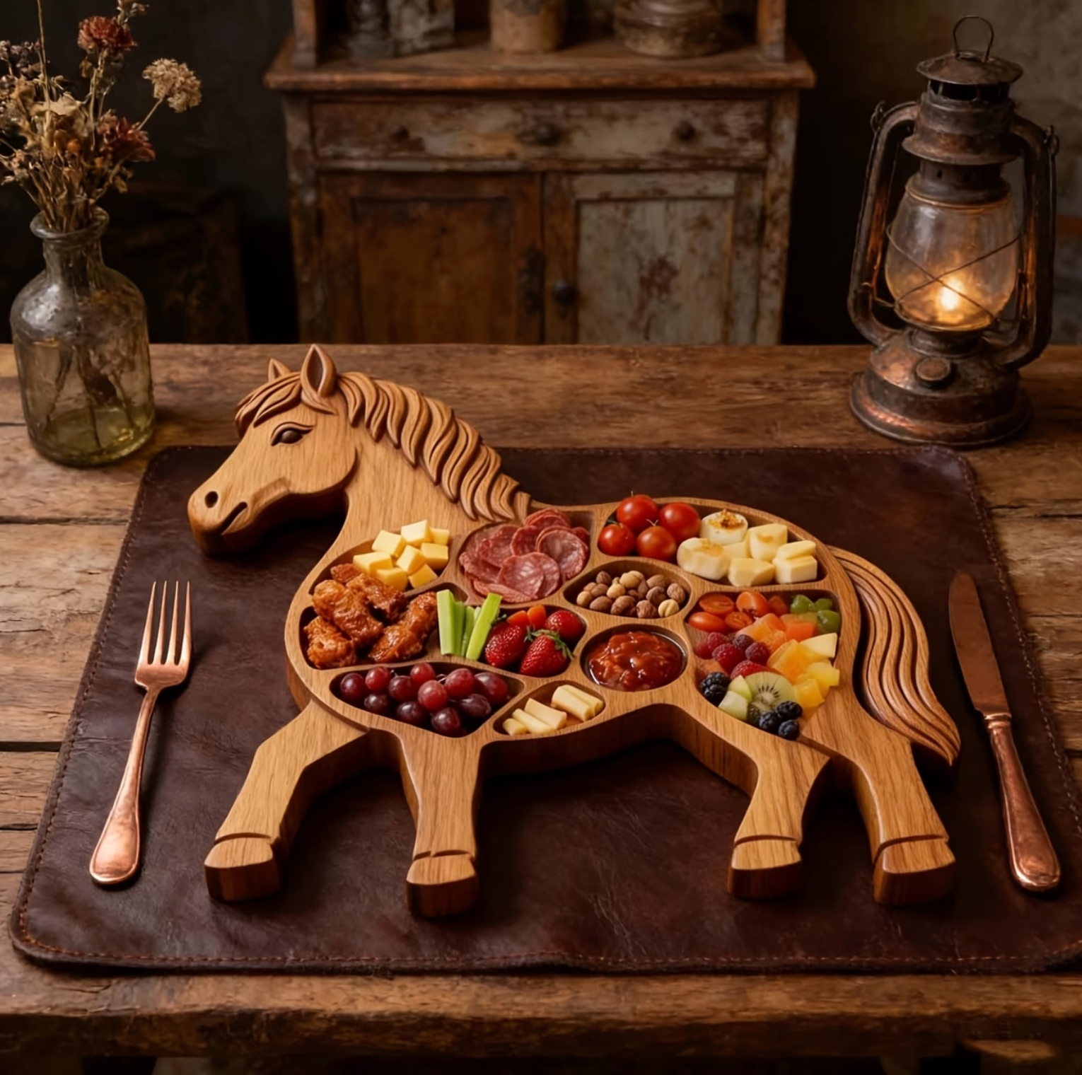 Rustic Horse Charcuterie Platter - EquineElegance™