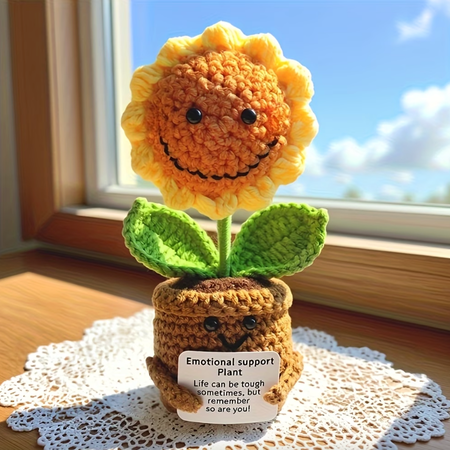 Emotional Support Plant - BloomNest Handmade Crochet Sunflower