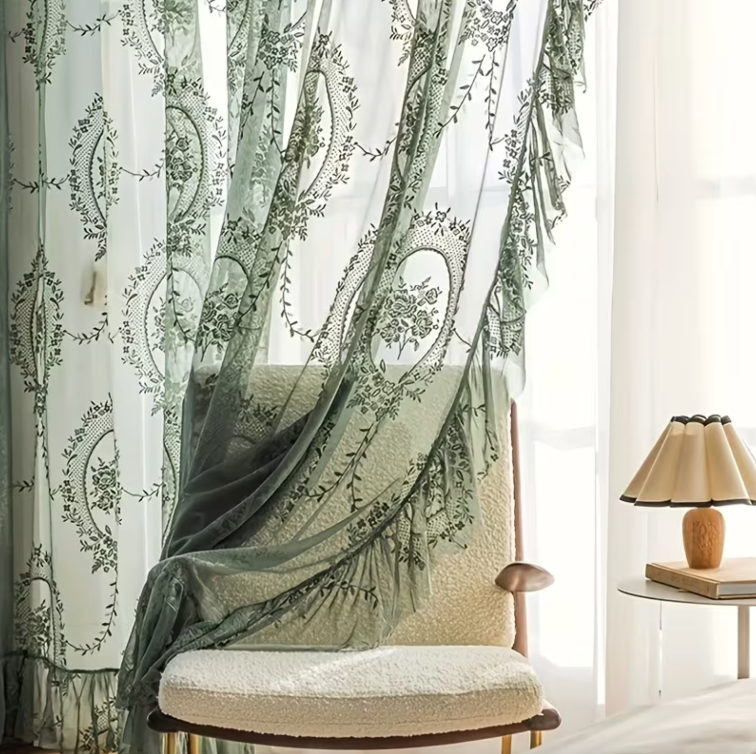 Botanical Embroidered Curtain - Verdant Luxe