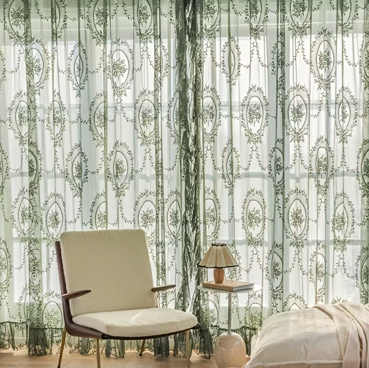 Botanical Embroidered Curtain - Verdant Luxe