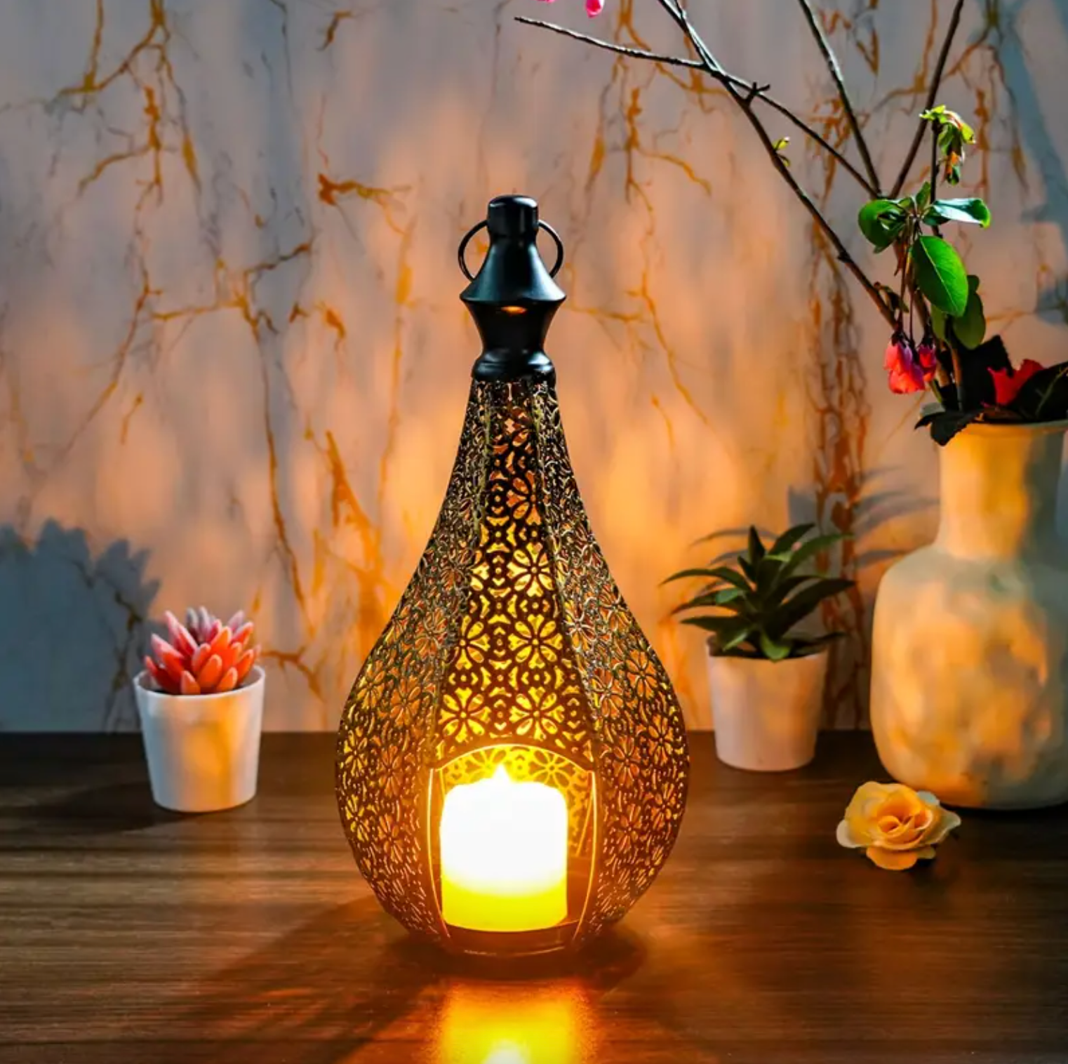 Vintage Lantern - LuminaCraft™ with Warm Glow Feature