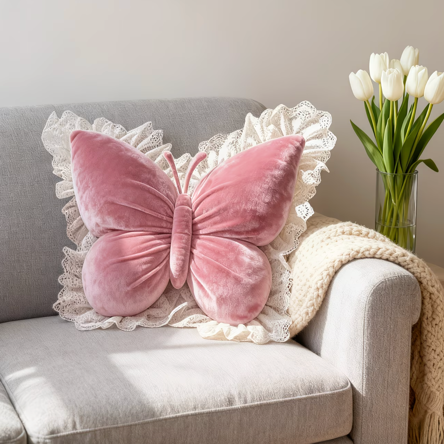 Lace Butterfly Pillow - LuxeNest™