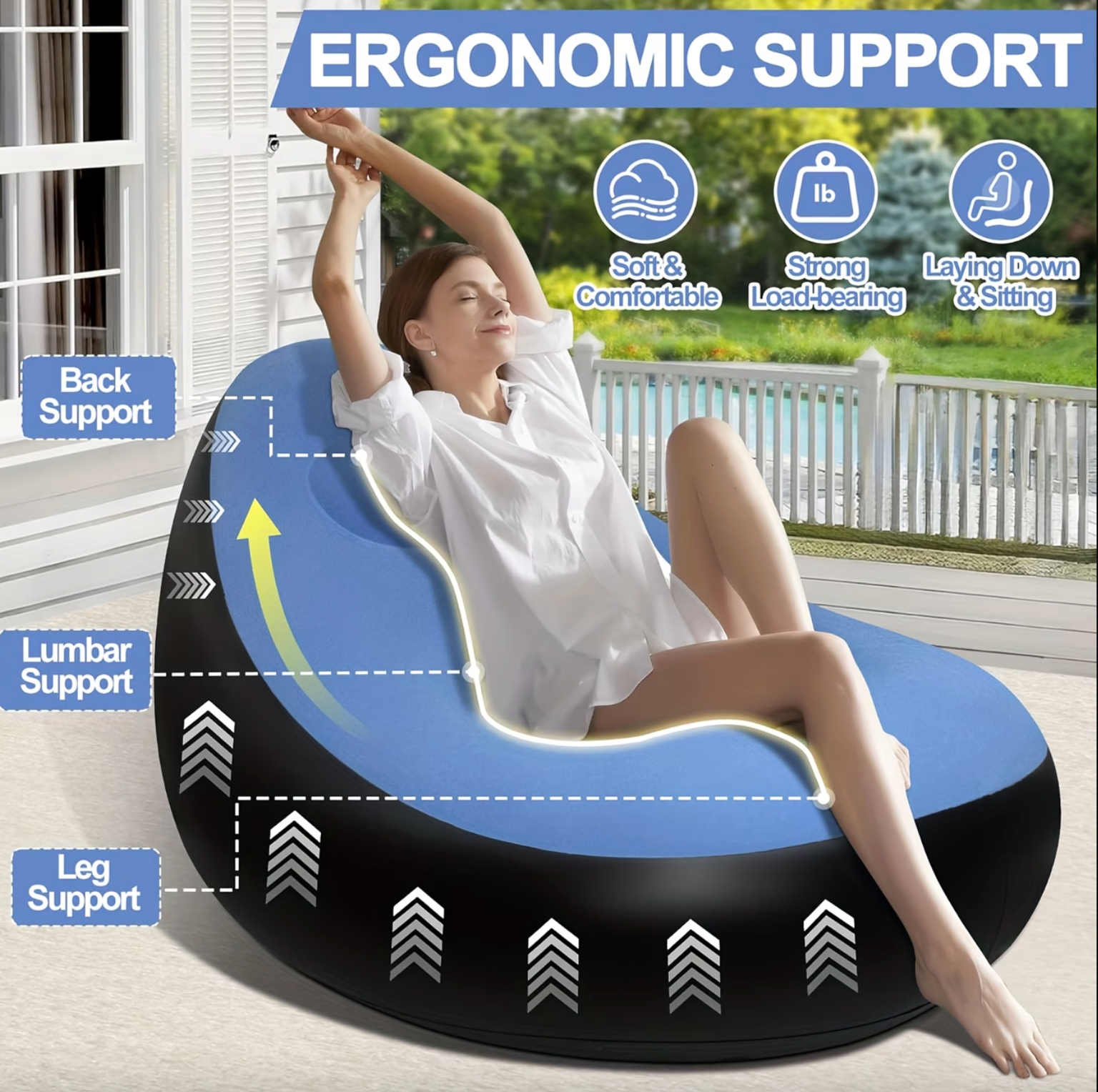 Inflatable Lounge Chair - LuxeAir™ with Easy Setup