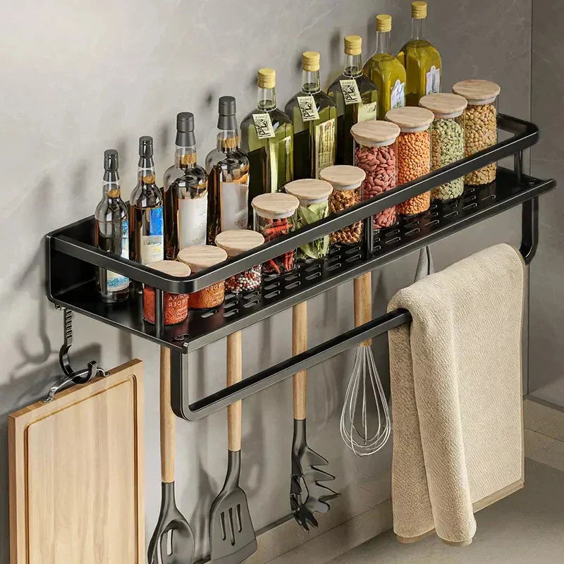 Sleek Black Kitchen Shelf - UrbanNest