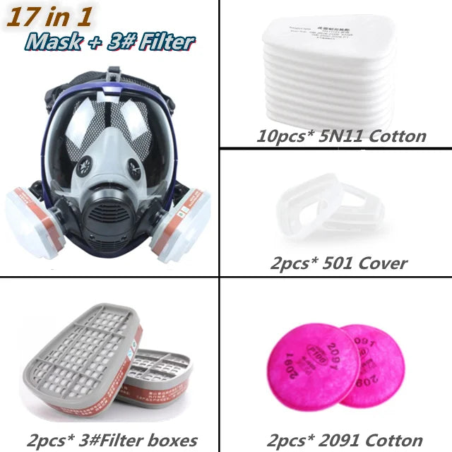 Anti-Fog Full Face Mask with Industrial Gas Filters - PureGuard