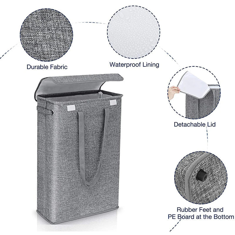Slim 45L Laundry Basket with Lid - PureNest