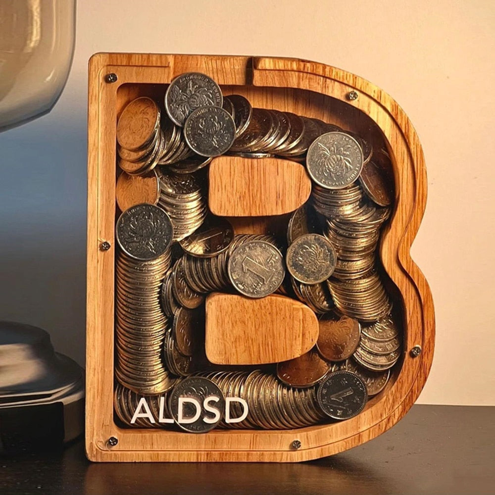 Wood Alphabet Piggy Bank - SaveWise