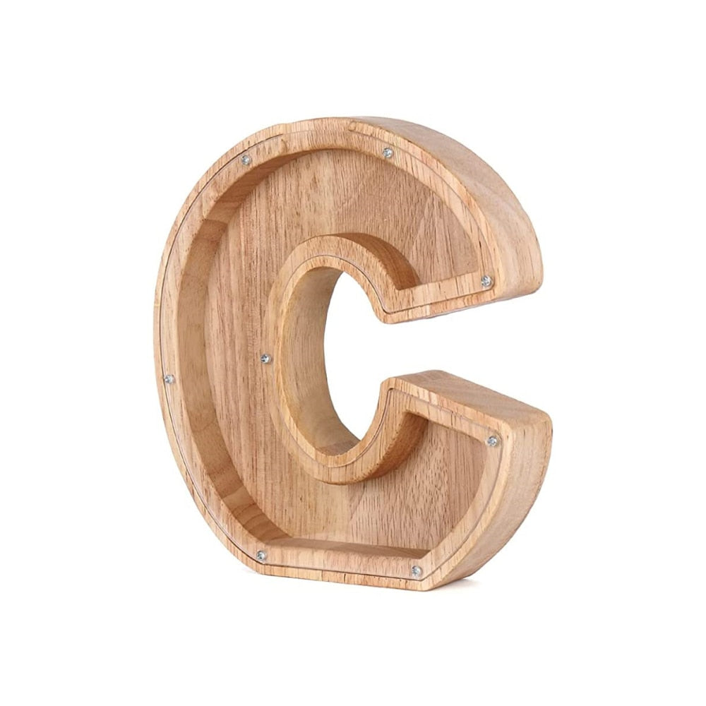 Wood Alphabet Piggy Bank - SaveWise