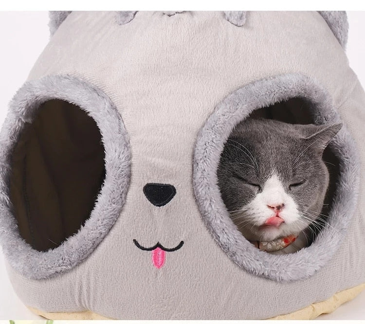 Cozy Gray Cone Pet Cave - Pawsitive Haven