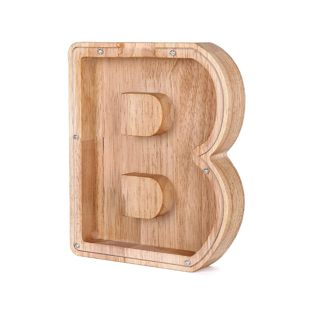 Wood Alphabet Piggy Bank - SaveWise