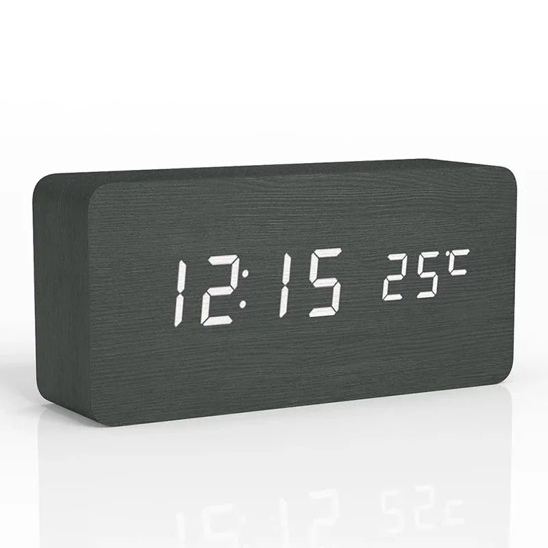 Wooden LED Alarm Clock - TimberGlow