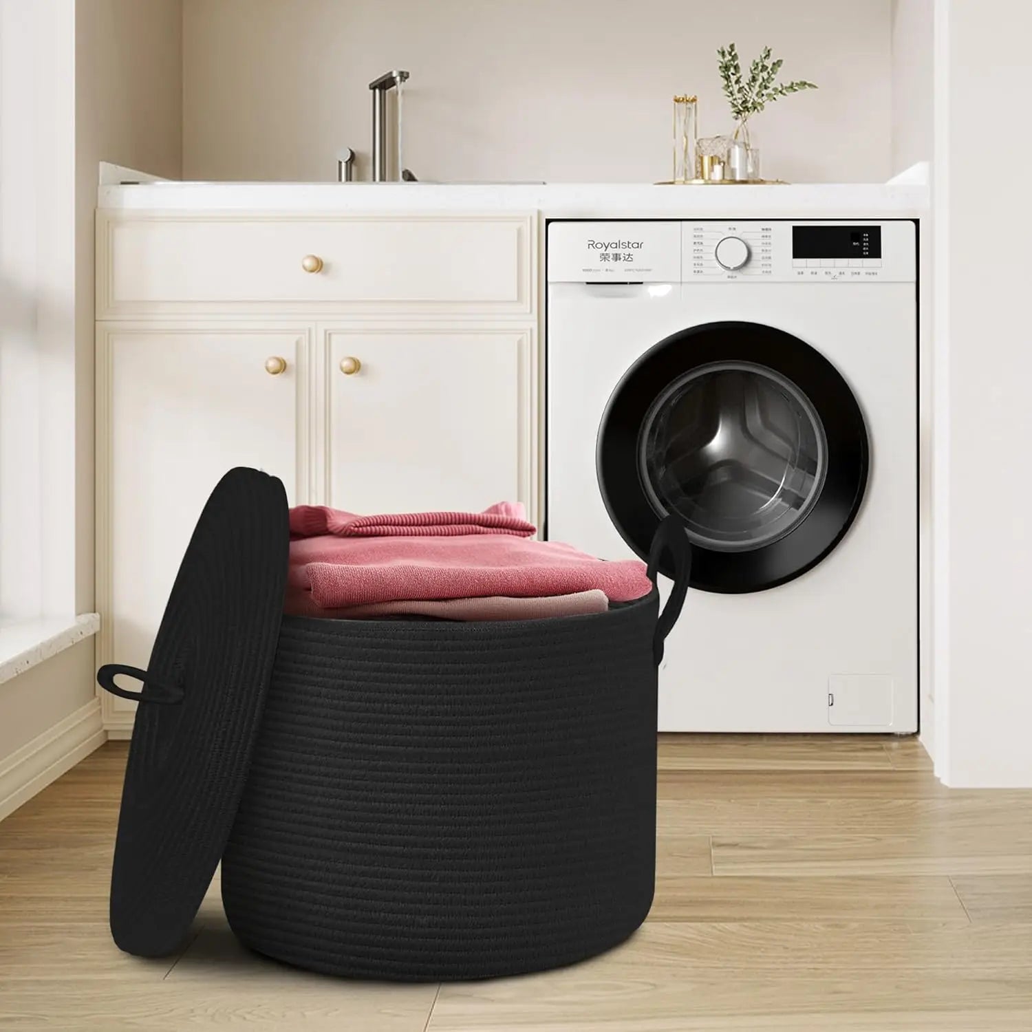 Cotton Rope Storage Basket with Lid - Havenly Home