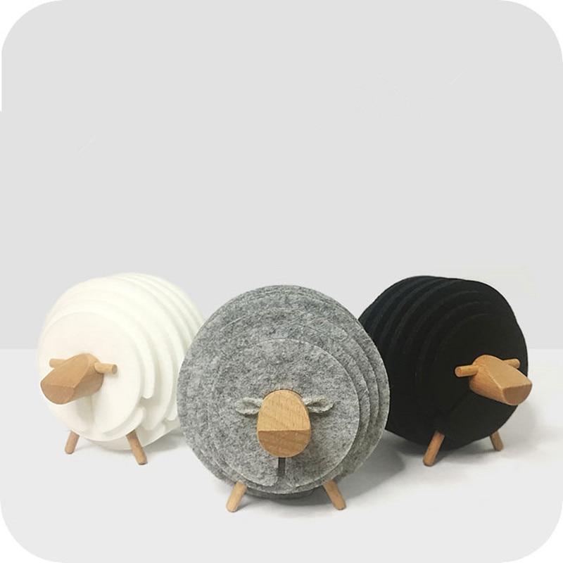 Felt Sheep Coaster Set - CozyNest Designs