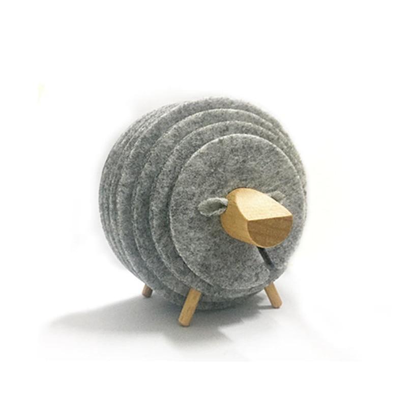 Felt Sheep Coaster Set - CozyNest Designs