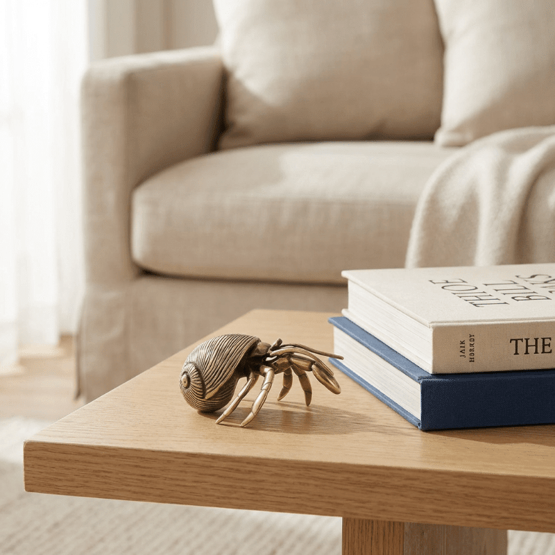 Coastal Brass Crab Decor - Oceanique Elegance