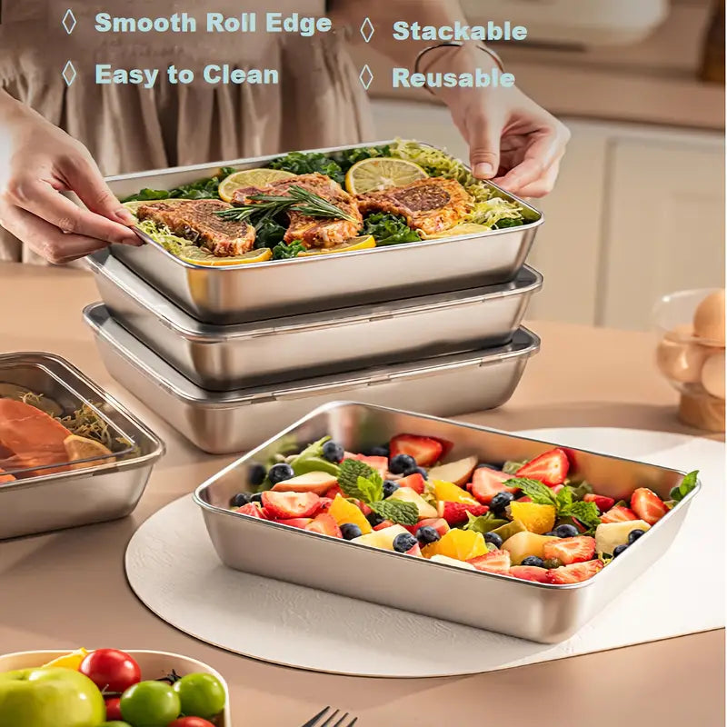 Stainless Steel Food Storage Set - FreshGuard™ 3-Piece Meal Prep