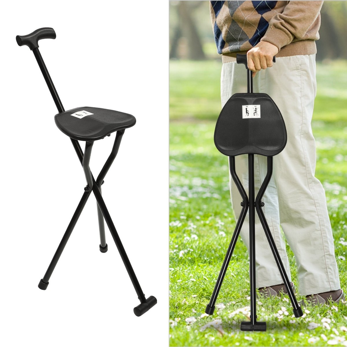 Travel Cane with Seat - Elevate Comfort