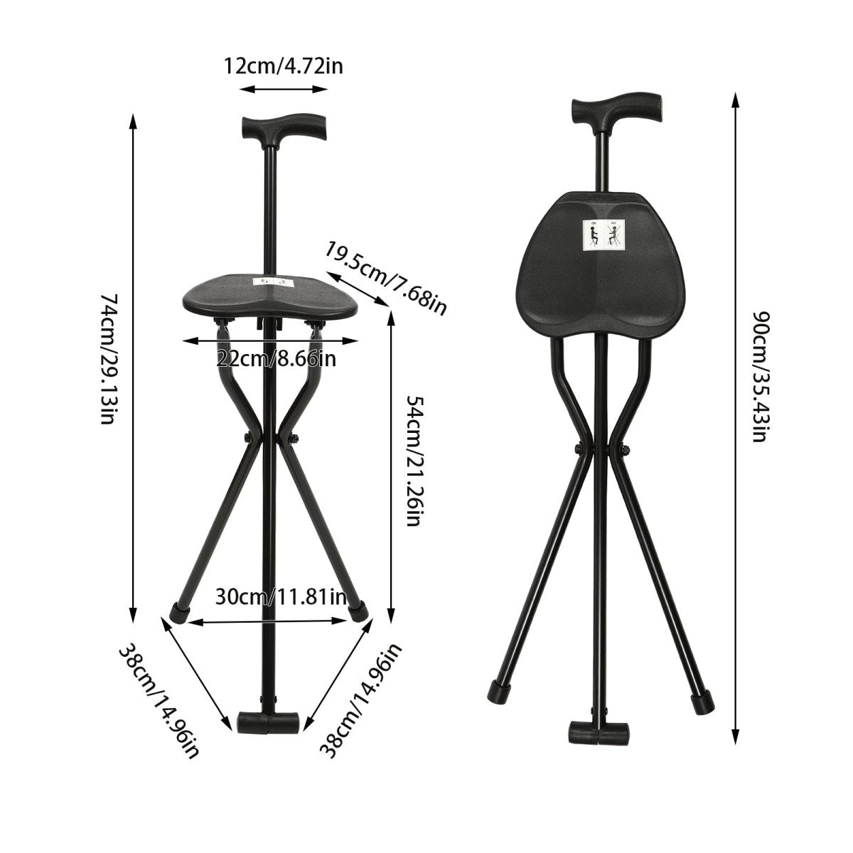 Travel Cane with Seat - Elevate Comfort