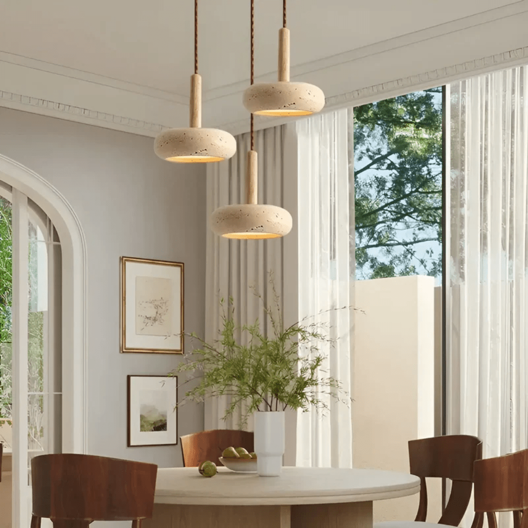 Illuminated Stone & Wood Ceiling Light - LumaCraft