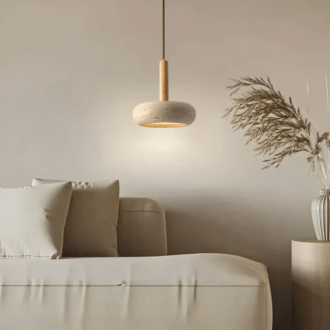 Illuminated Stone & Wood Ceiling Light - LumaCraft
