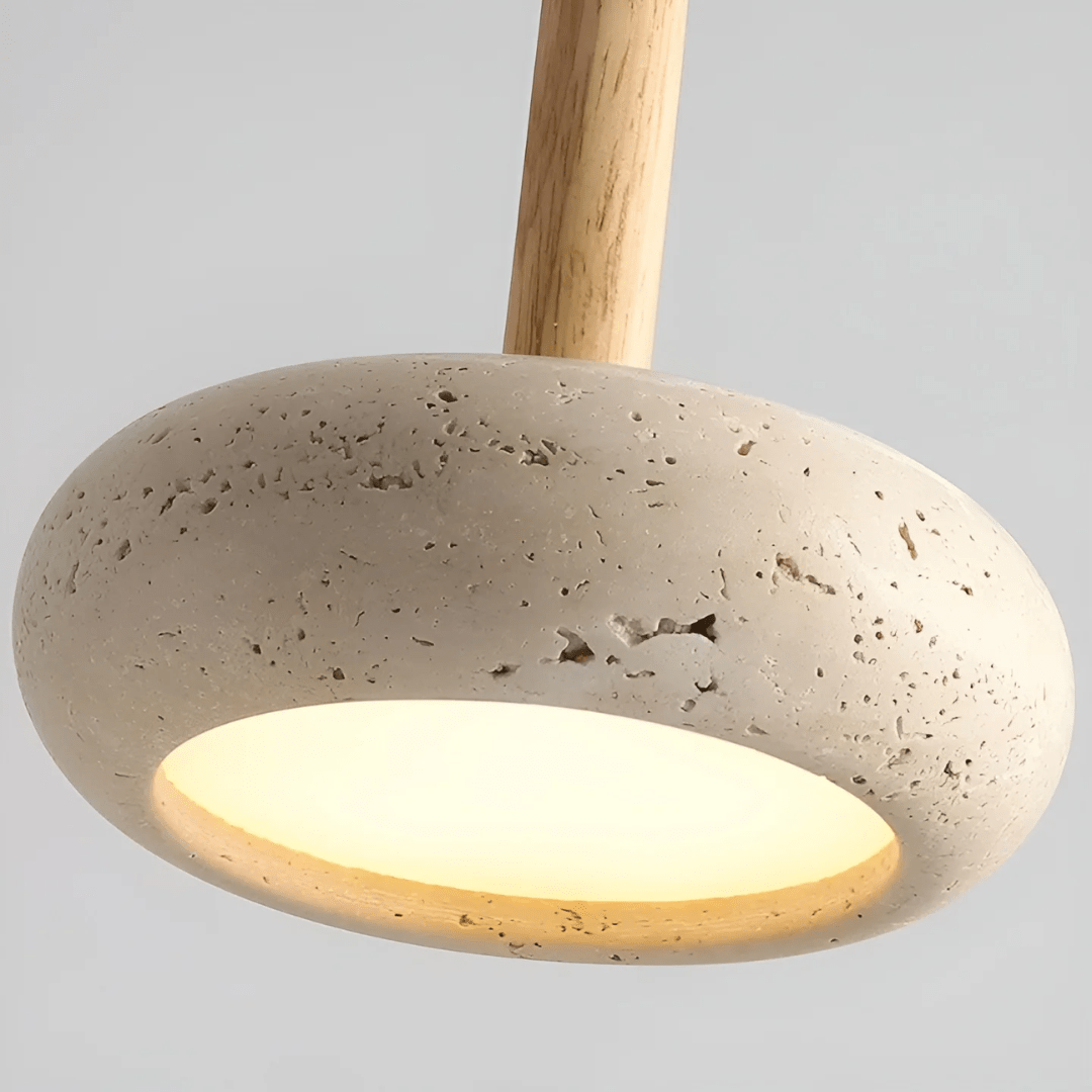 Illuminated Stone & Wood Ceiling Light - LumaCraft