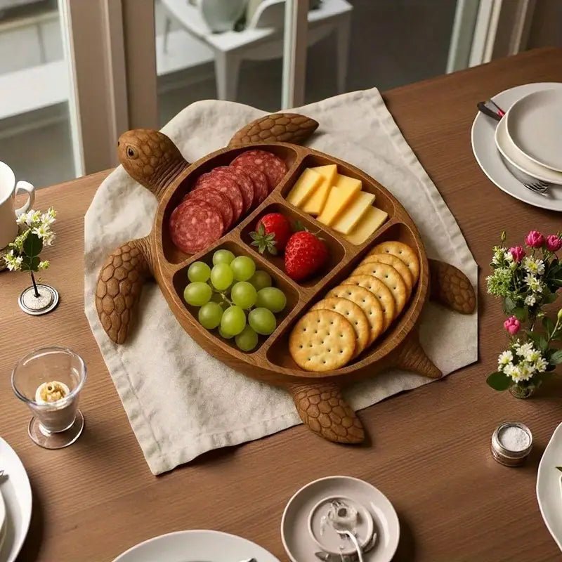 Turtle-Shaped Wood Snack Plate - ArtisanCrafted Essentials