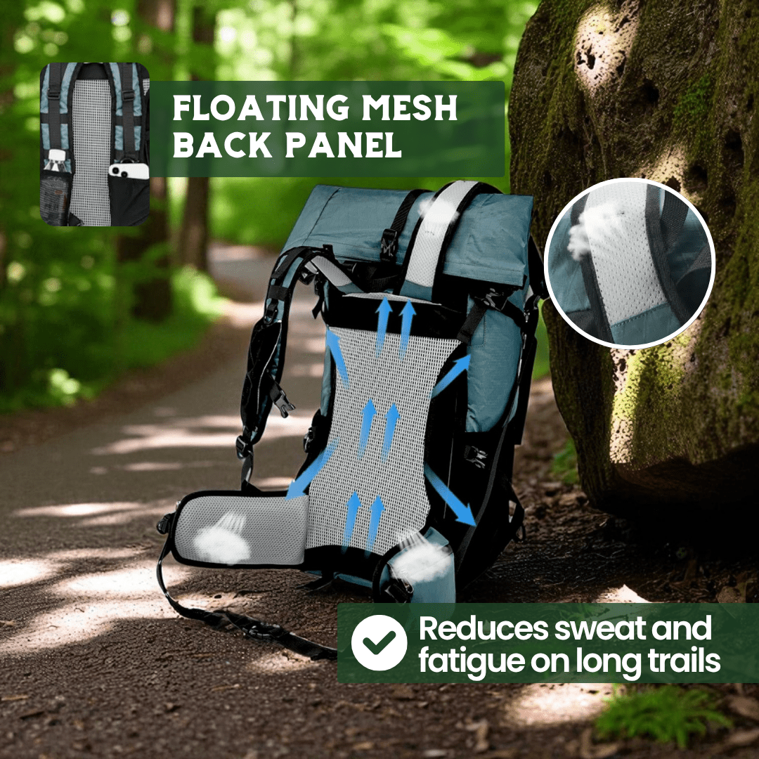 Adventure Backpack - TerraQuest Ultralight 50L with Rolltop Closure