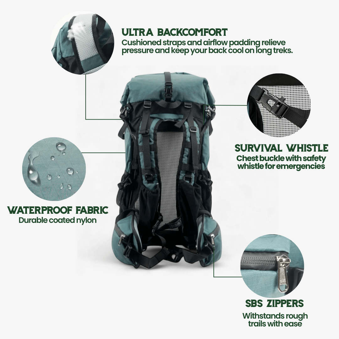 Adventure Backpack - TerraQuest Ultralight 50L with Rolltop Closure