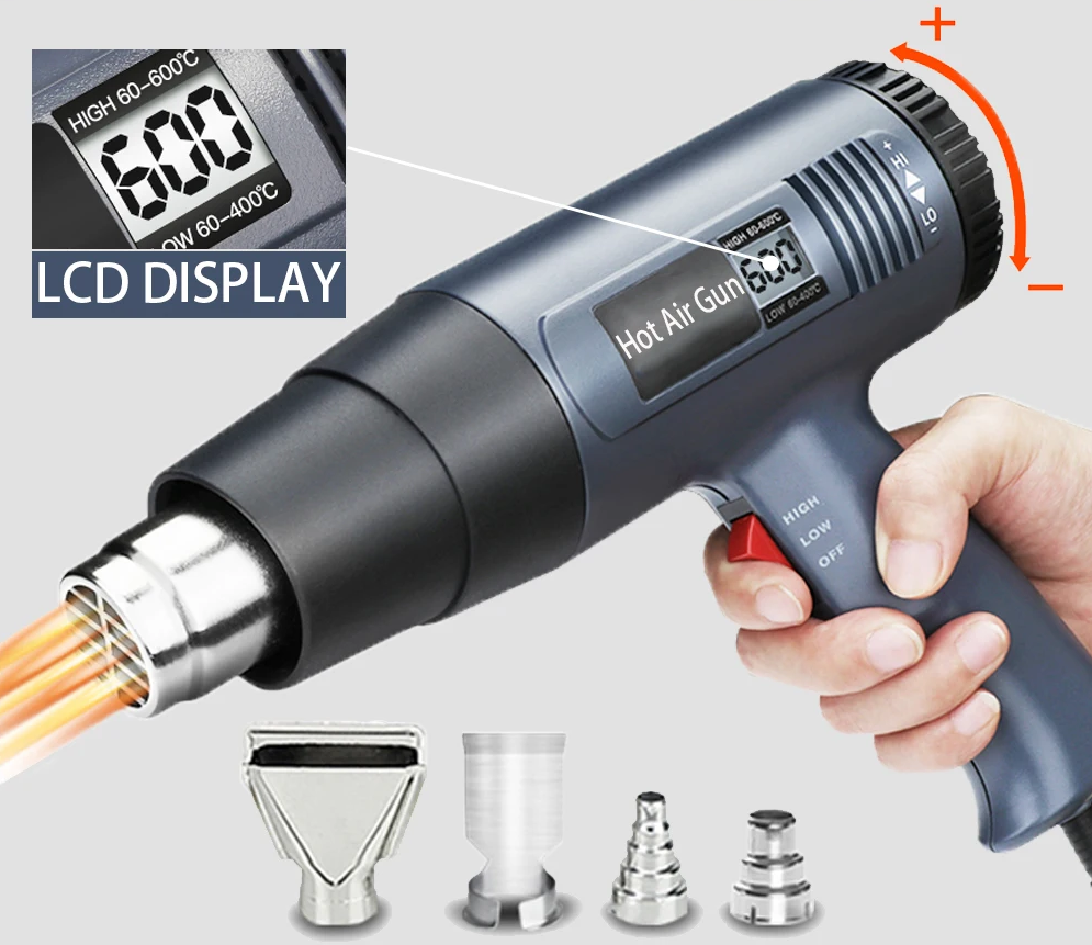 2000W Electric Heat Gun with LCD Display - HeatMaster Pro