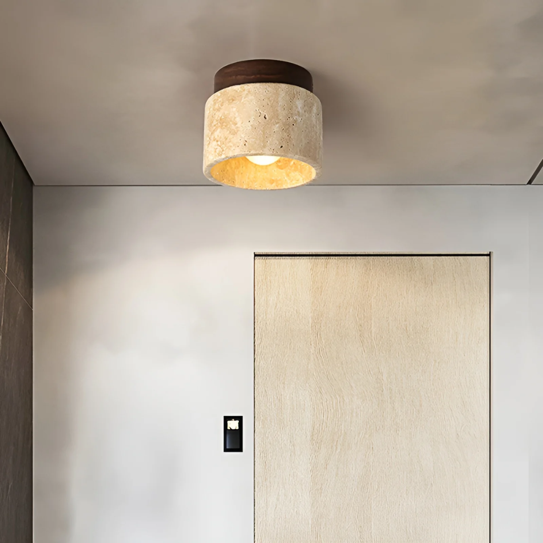 Yellow Marble Japanese Ceiling Light - Luminous Haven