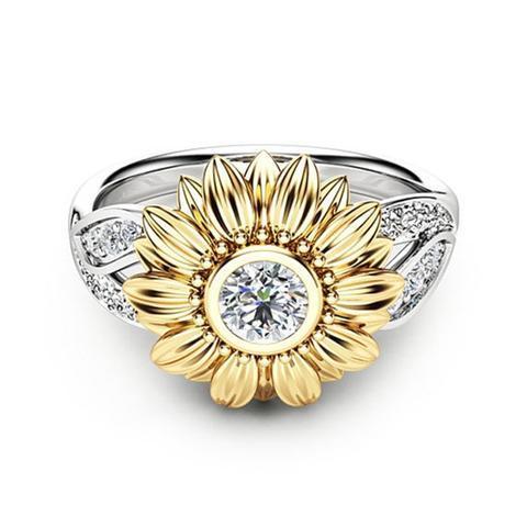 Sunshine Sunflower Ring - Golden Bloom Jewelry