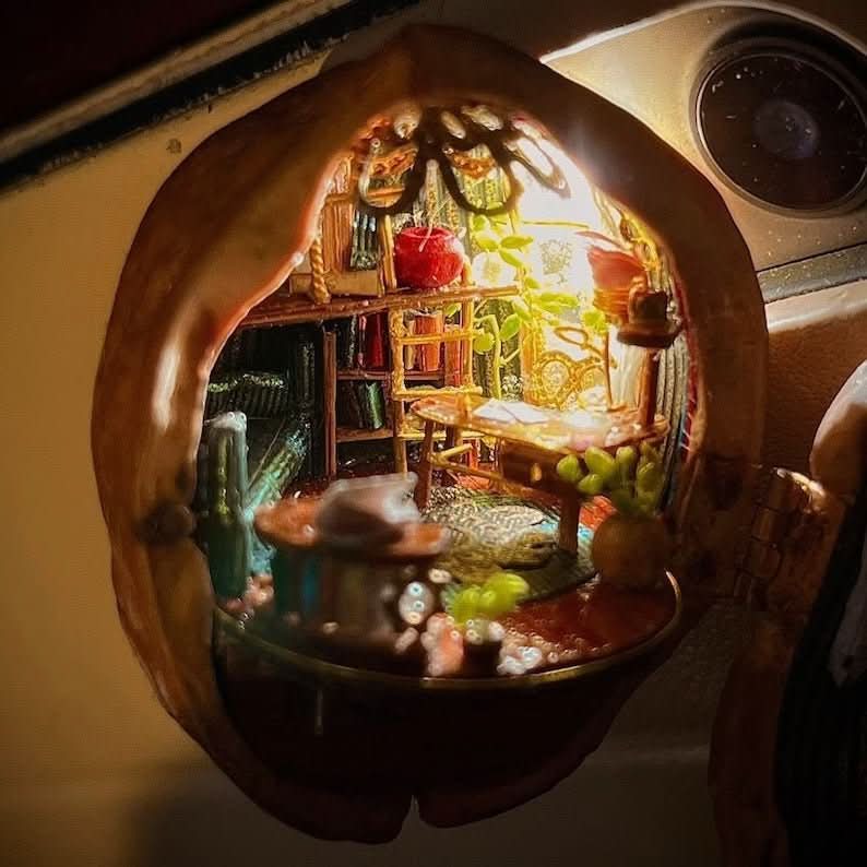Dollhouse - Walnut Shell Creations with Interior Light
