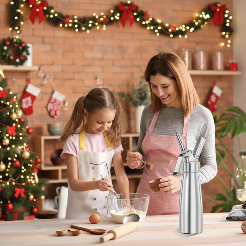 Cream Dispenser - LuxeCraft Aluminum 500-ml with 3 Nozzles