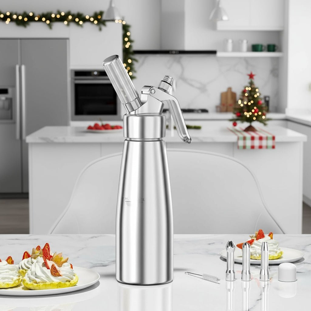 Cream Dispenser - LuxeCraft Aluminum 500-ml with 3 Nozzles