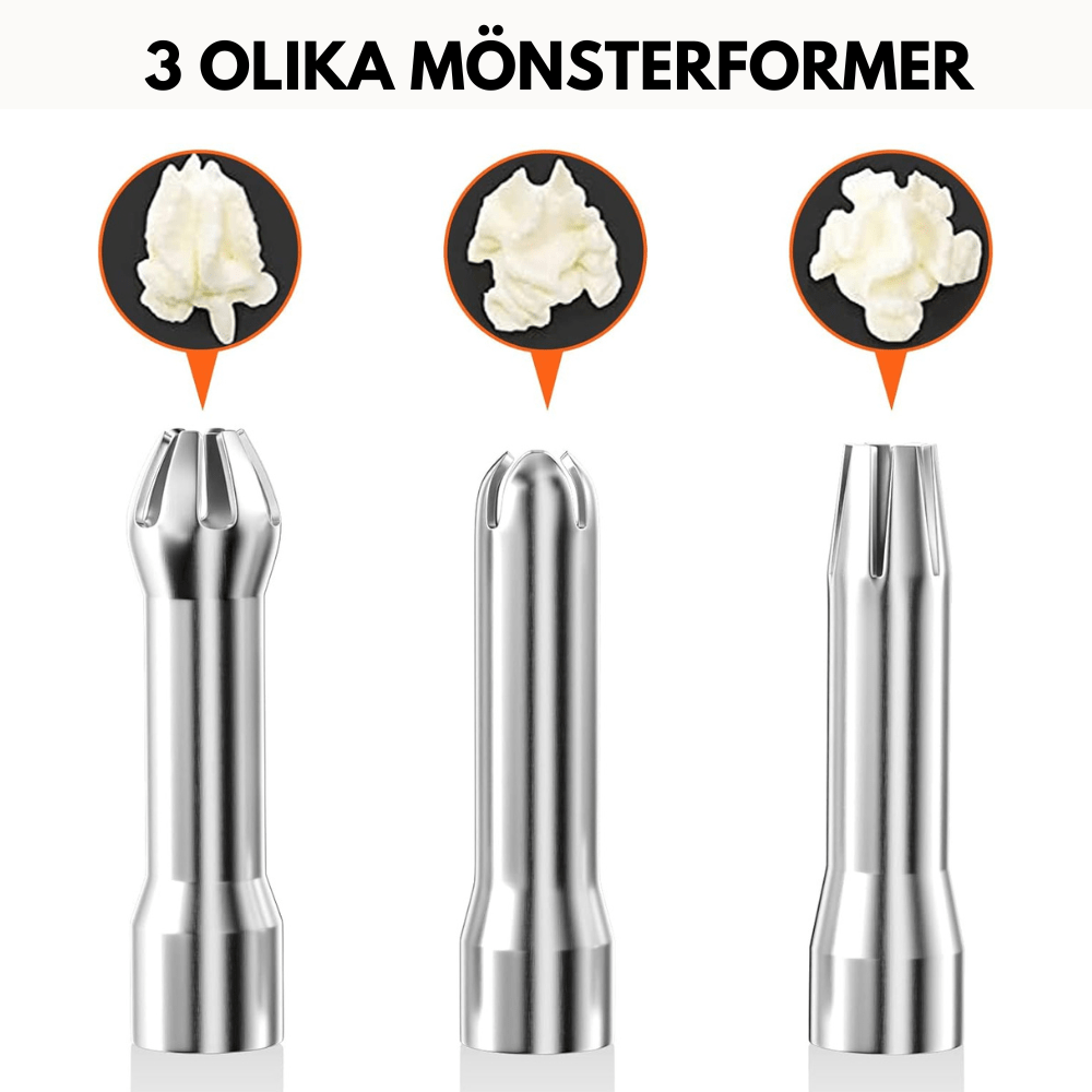 Cream Dispenser - LuxeCraft Aluminum 500-ml with 3 Nozzles