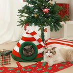 Cozy Cat Bed - Purrfect Nest Christmas Hat Design