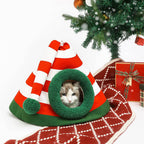 Cozy Cat Bed - Purrfect Nest Christmas Hat Design